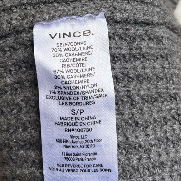 Vince gray long sleeved half zipper wool/cashmere blend sweater, size Small - Picture 7 of 8